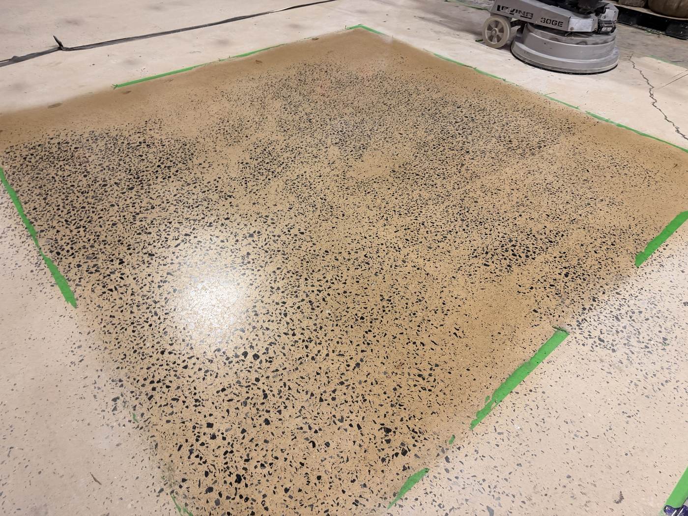 Polished concrete work area