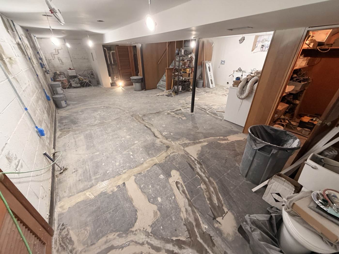 Concrete floor prepared and repaired before coating
